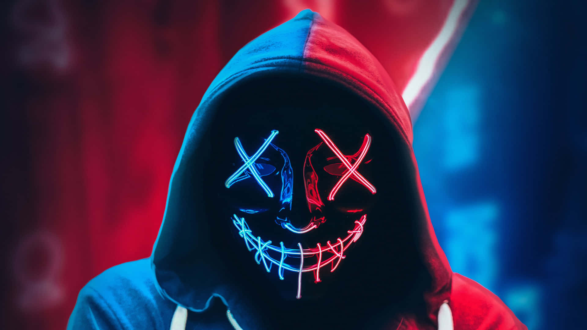 Download free 4k Mask Blue & Red Evil Mask Wallpaper - MrWallpaper.com