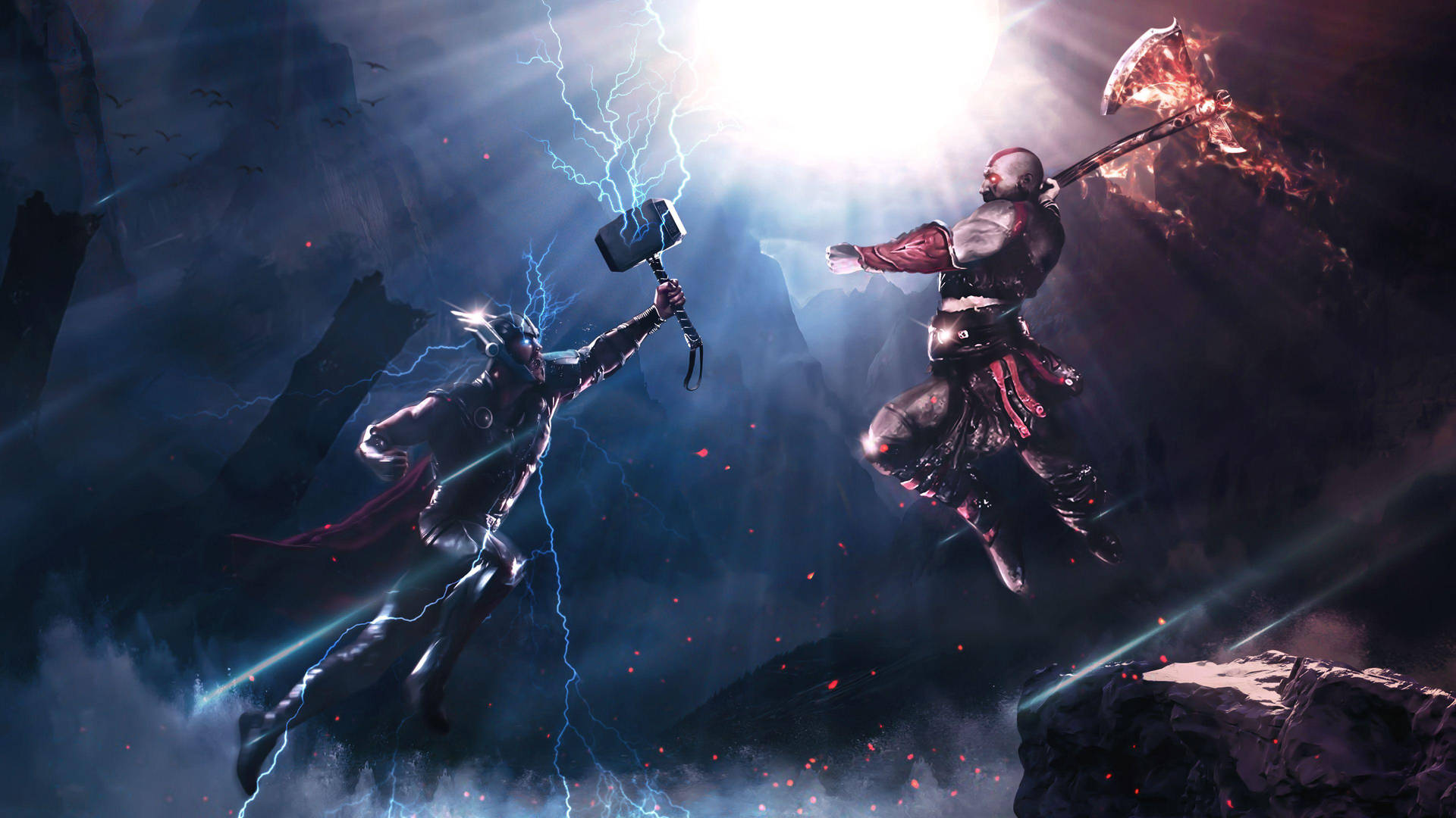 Download free 4k Thor Vs Kratos Wallpaper - MrWallpaper.com