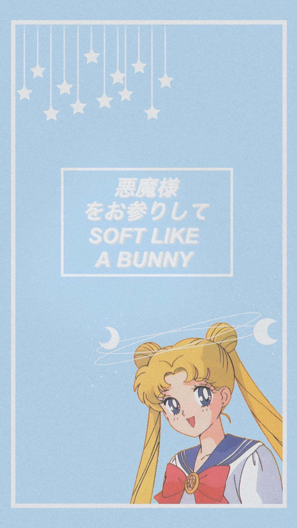 90s Anime Aesthetic Blue Sailor Moon Wallpaper