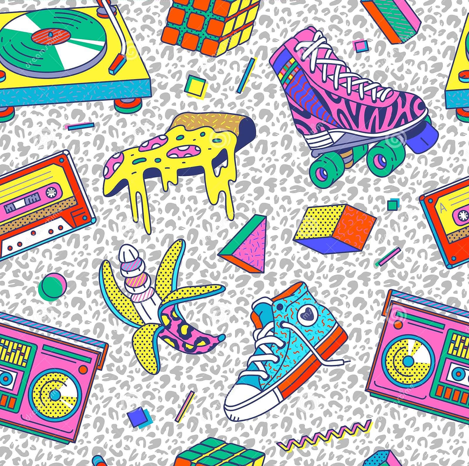 90s Style With Retro Items Wallpaper