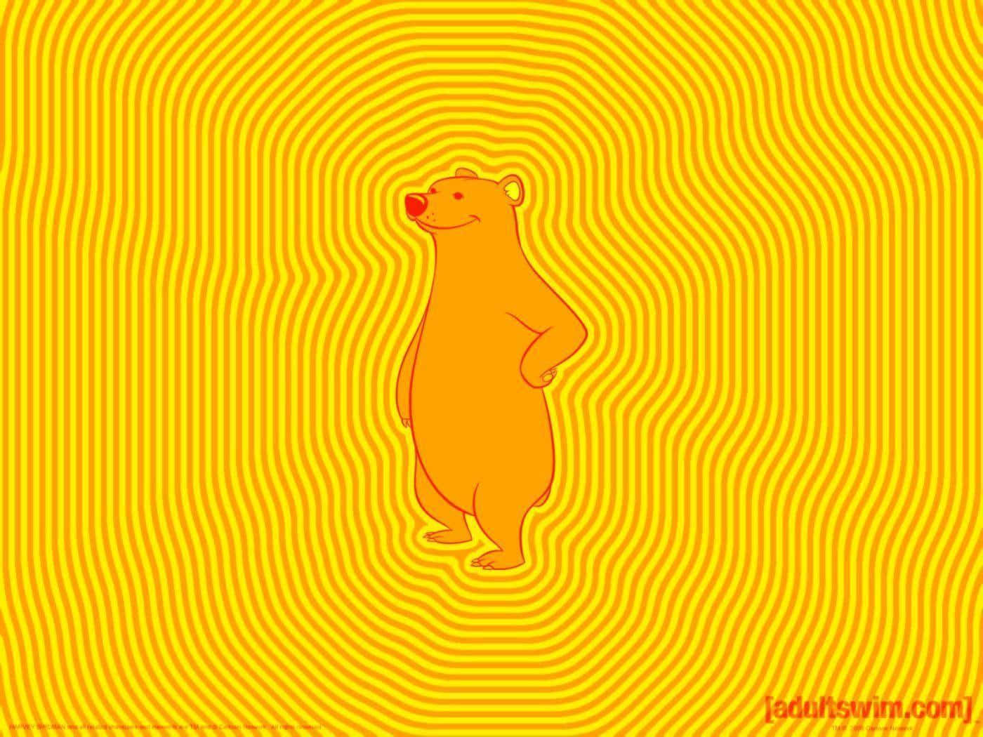 A Bear Standing On A Yellow Background Wallpaper