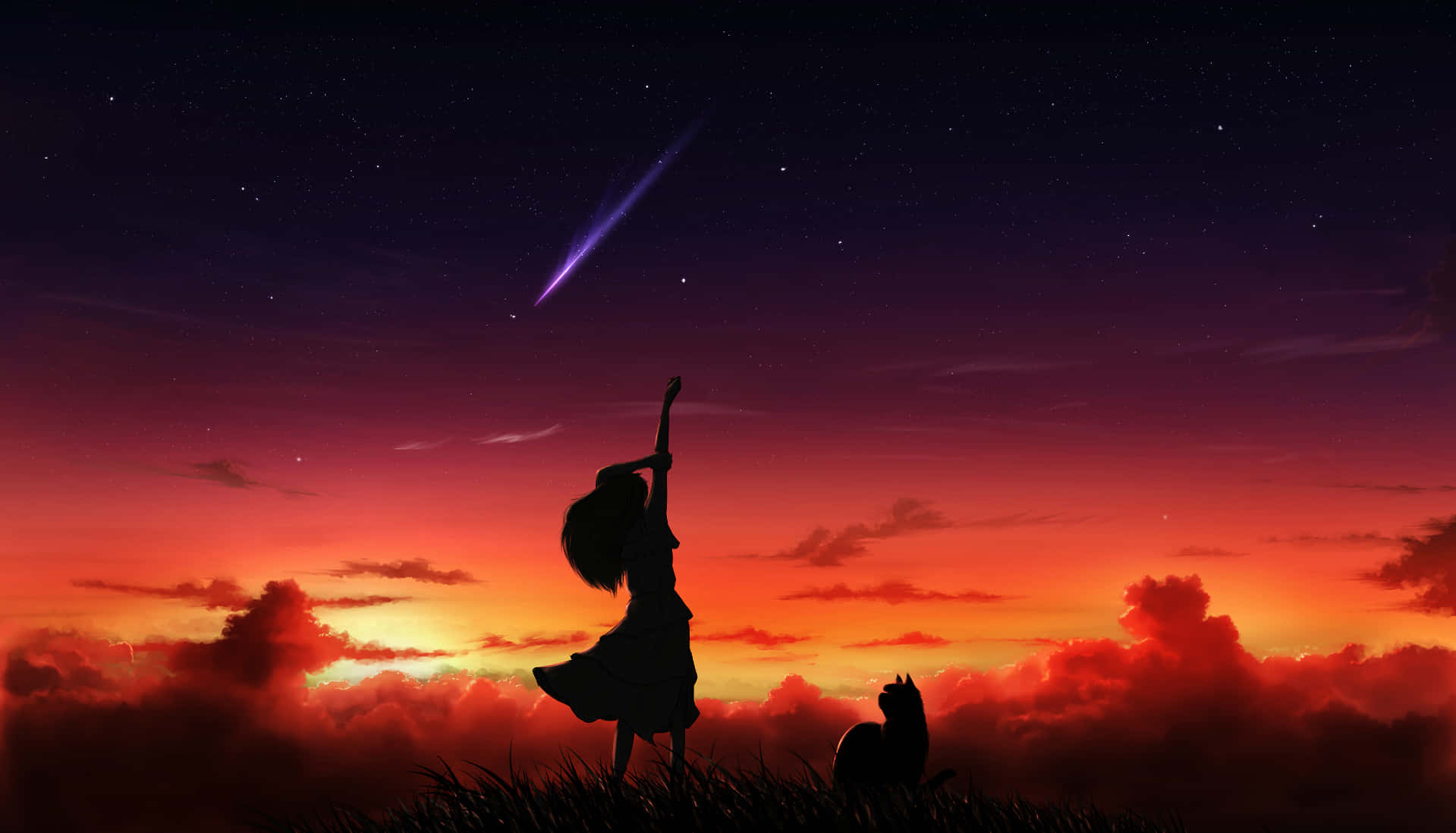 A Beautiful Anime Sunset View Wallpaper