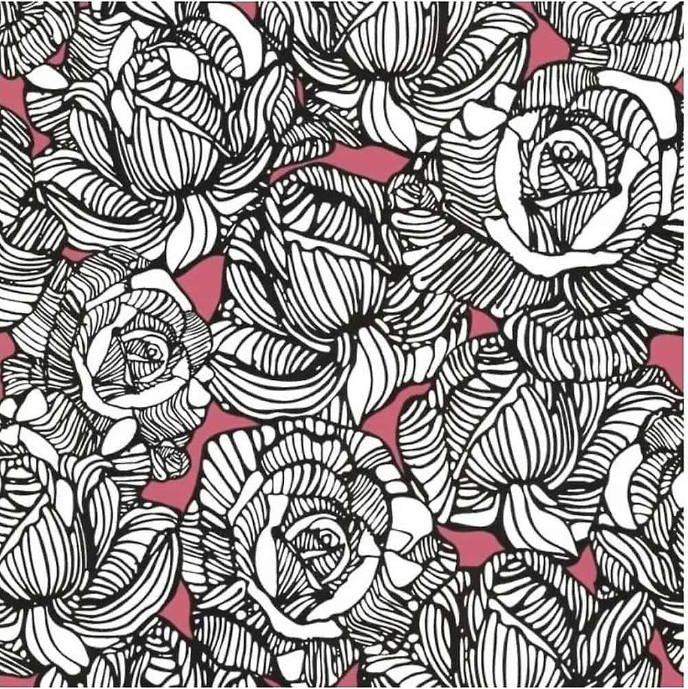 A Beautiful Modern Abstract Painting In Shades Of Pink, Black And White Wallpaper