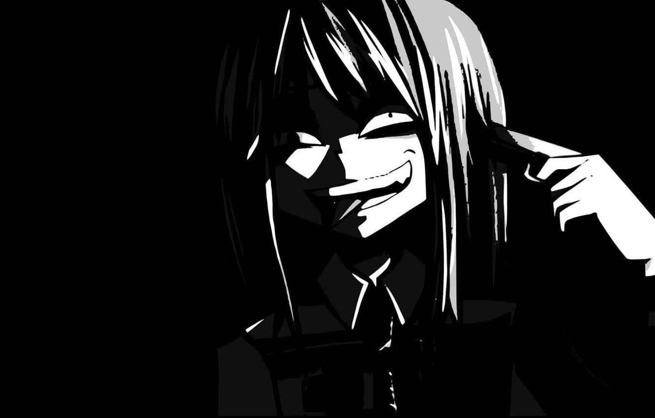 A Black And White Image Of A Girl With Long Hair Wallpaper