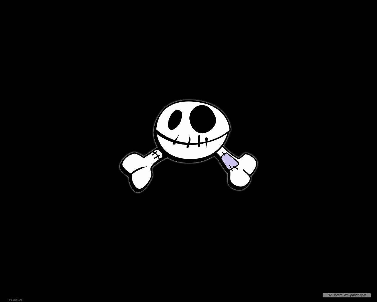 A Black Background With A White Skull And Crossbones Wallpaper