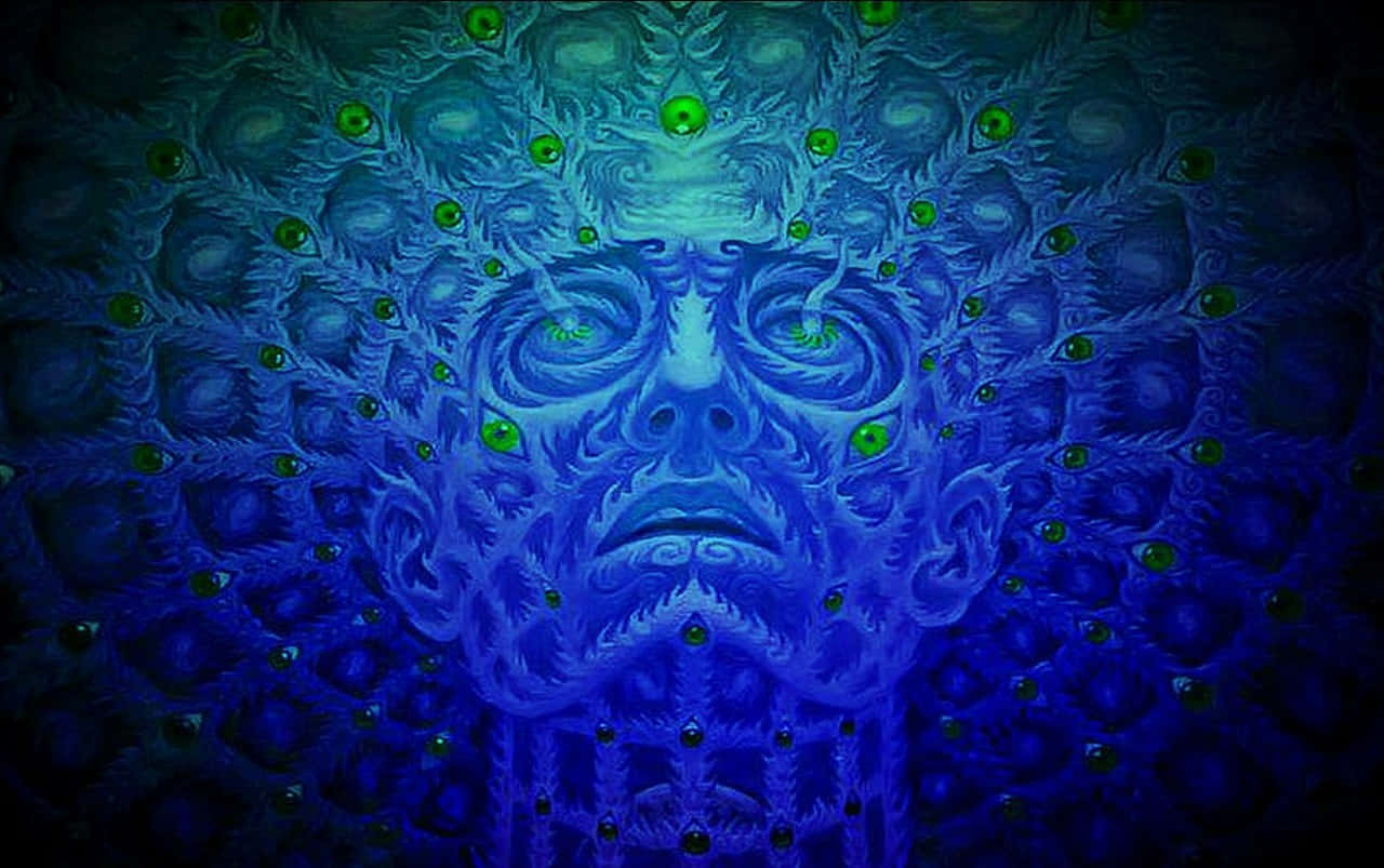 A Blue And Green Image Of A Man's Head Wallpaper