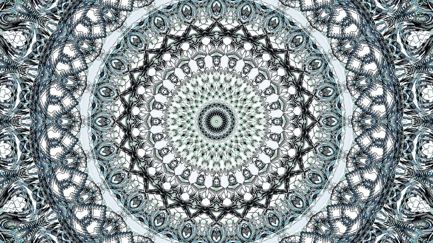 A Blue And White Circular Pattern Wallpaper