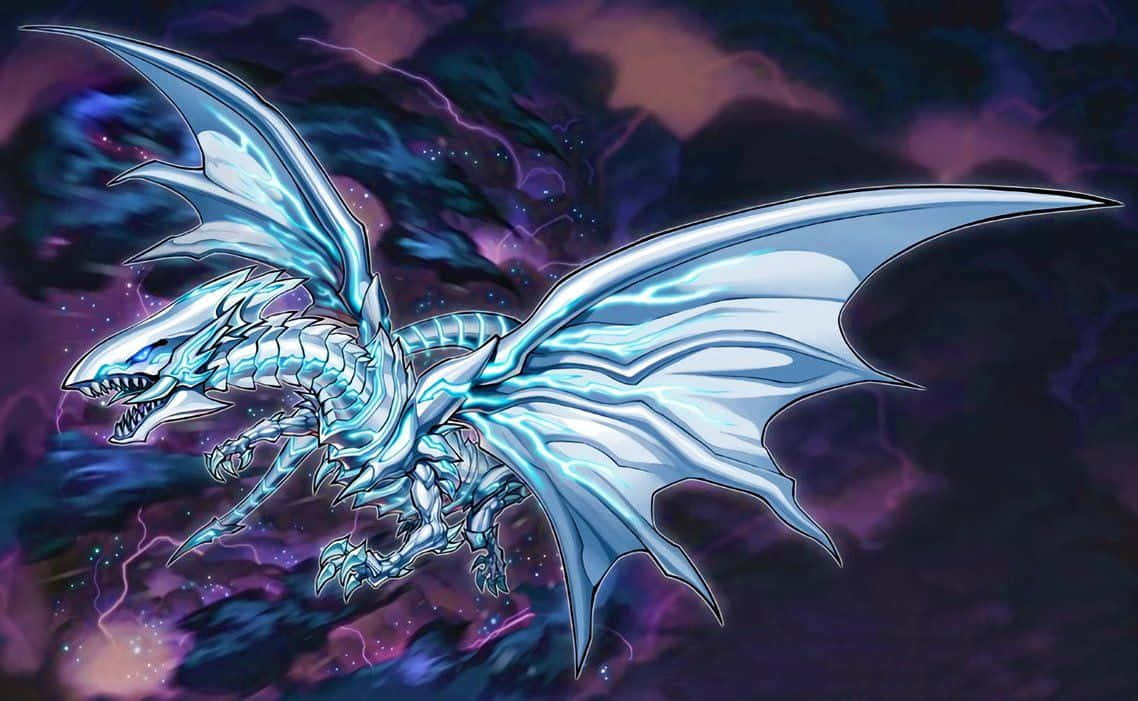 A Blue Dragon With Wings Flying In The Sky Wallpaper