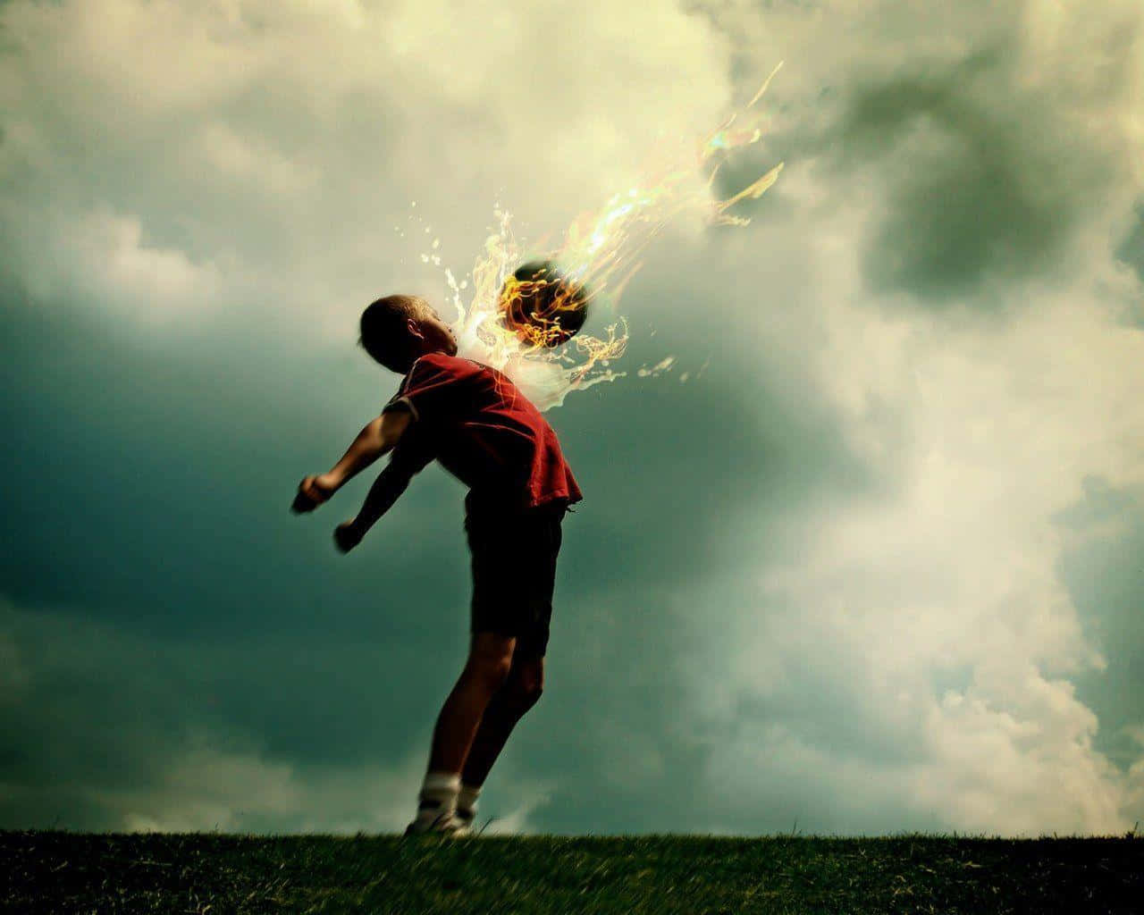 A Boy Catches A Fireball In The Air Wallpaper