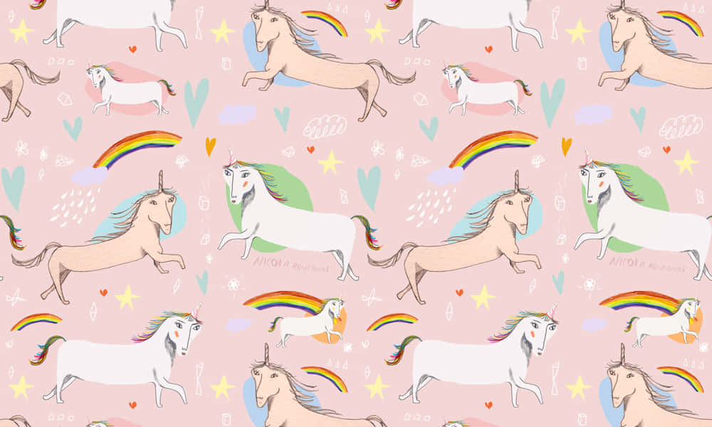 A Bright And Colorful Desktop Wallpaper Featuring A Magical Unicorn Wallpaper