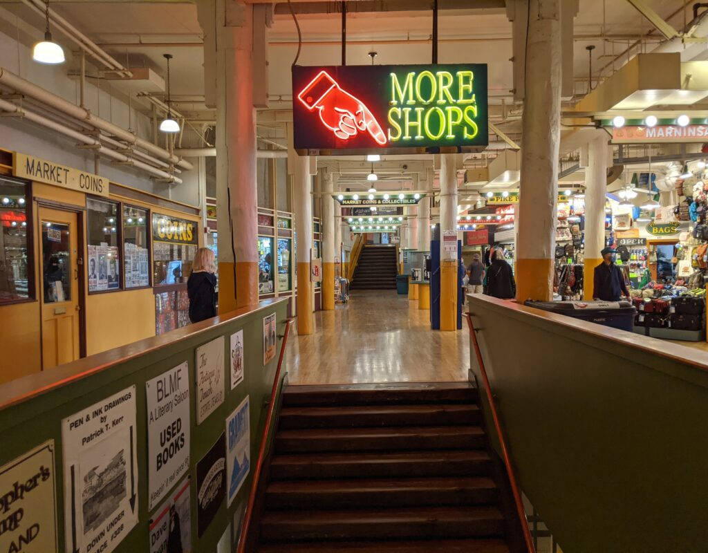 A Bustling Scene At The Pike Place Market Wallpaper