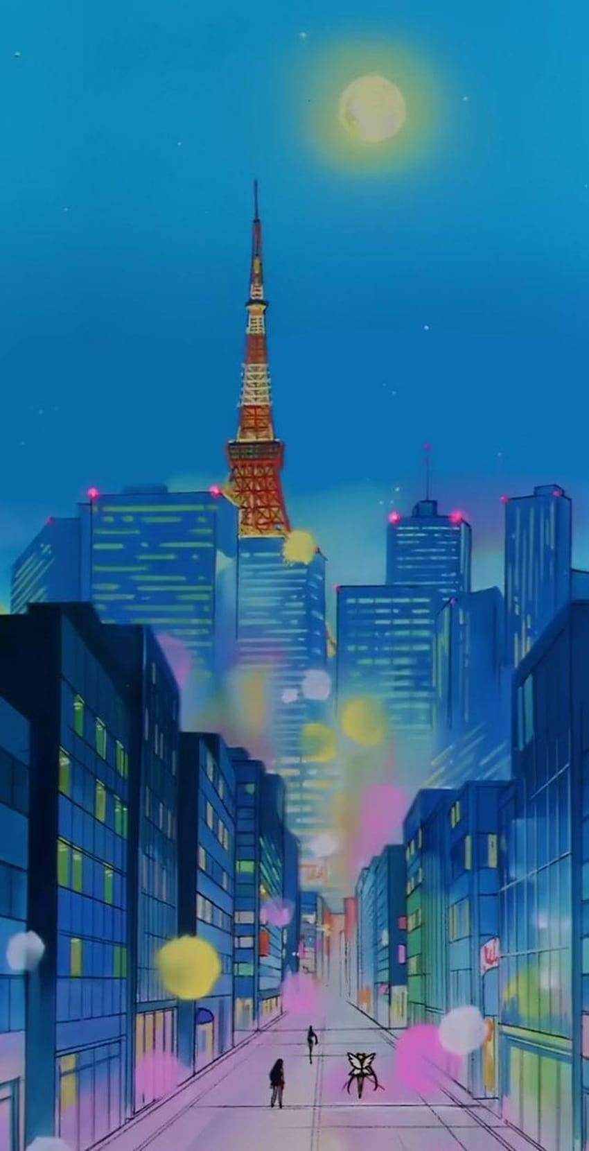 A Cartoon City With A Tower In The Background Wallpaper