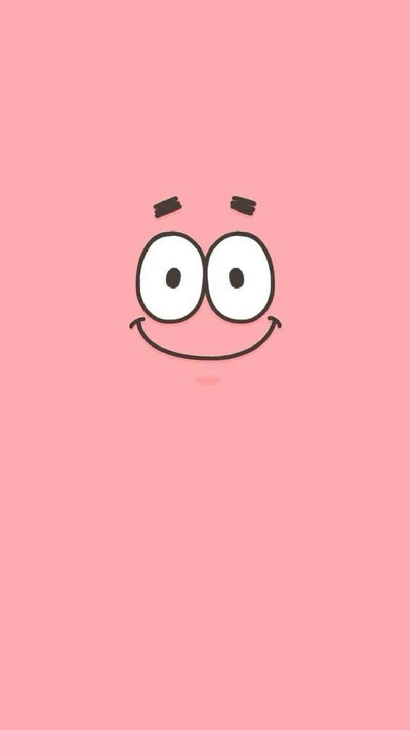 A Cartoon Face With Big Eyes On A Pink Background Wallpaper