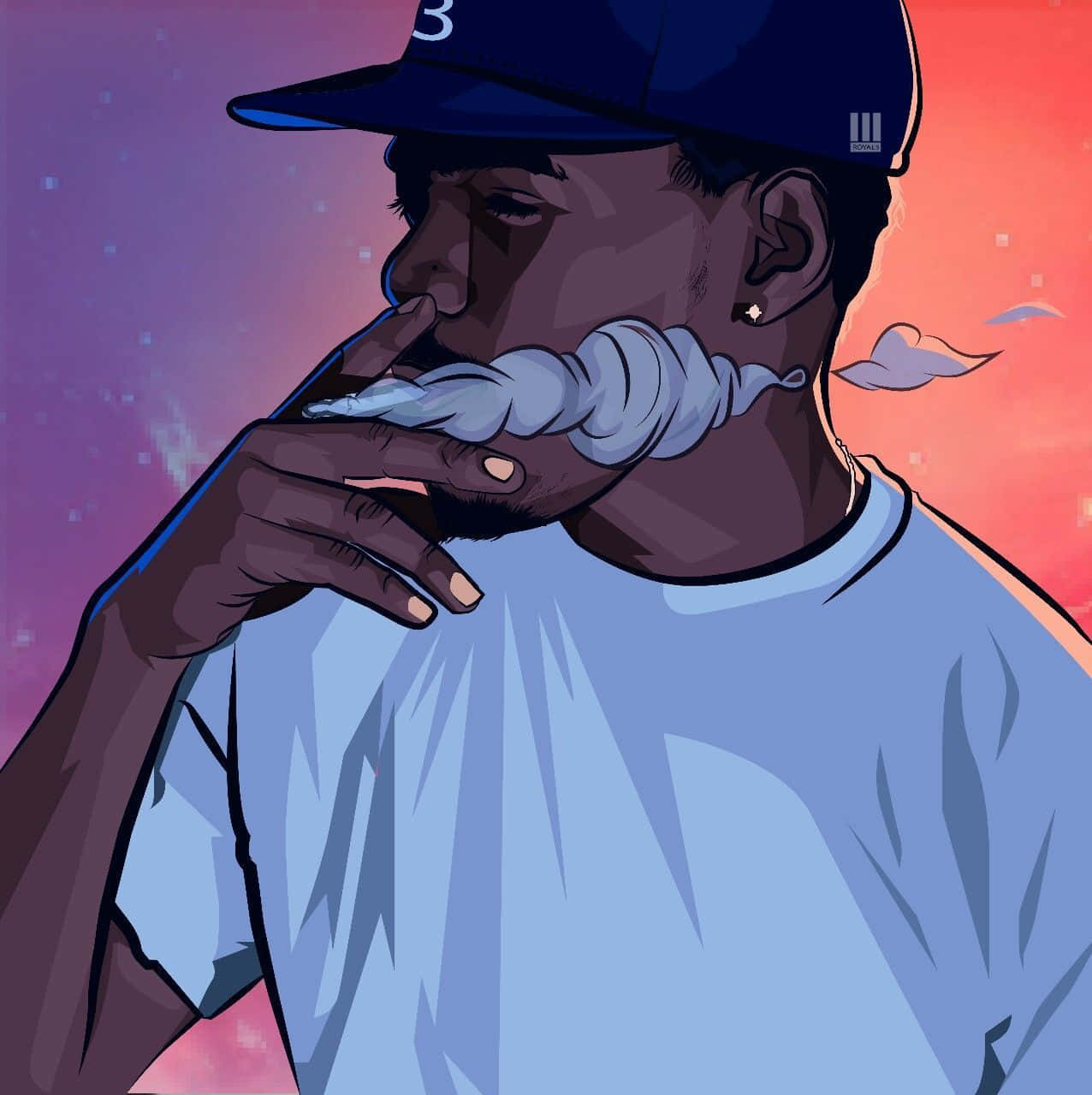 A Cartoon Version Of A Rapper In Mid-performance Wallpaper