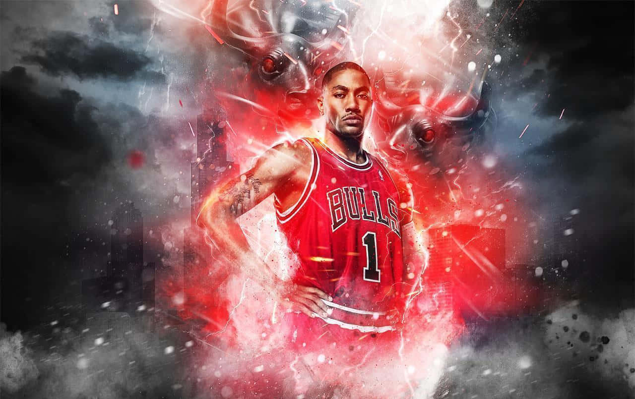 A Chicago Bulls Player In A Red Background Wallpaper