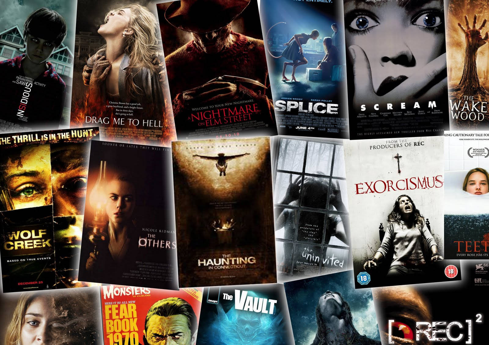 A Collage Of Horror Movie Posters Wallpaper