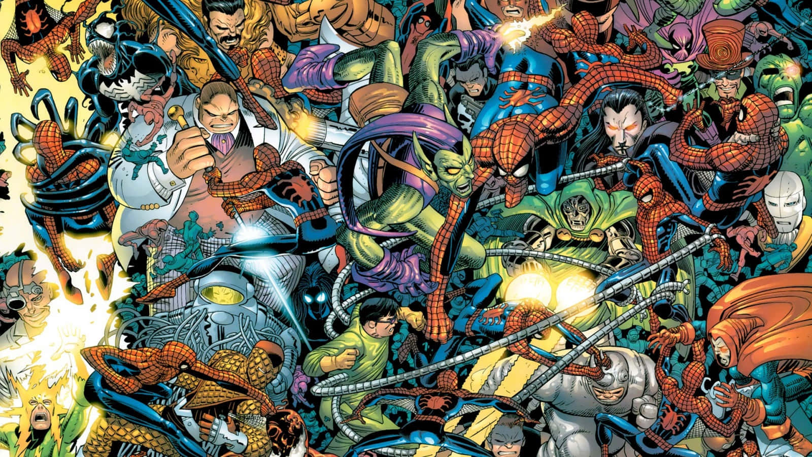 A Comic Book Cover With Many Characters Wallpaper