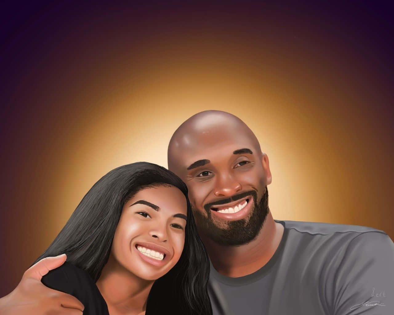 A Commemorative Snapshot Of Kobe And Gigi Bryant Wallpaper