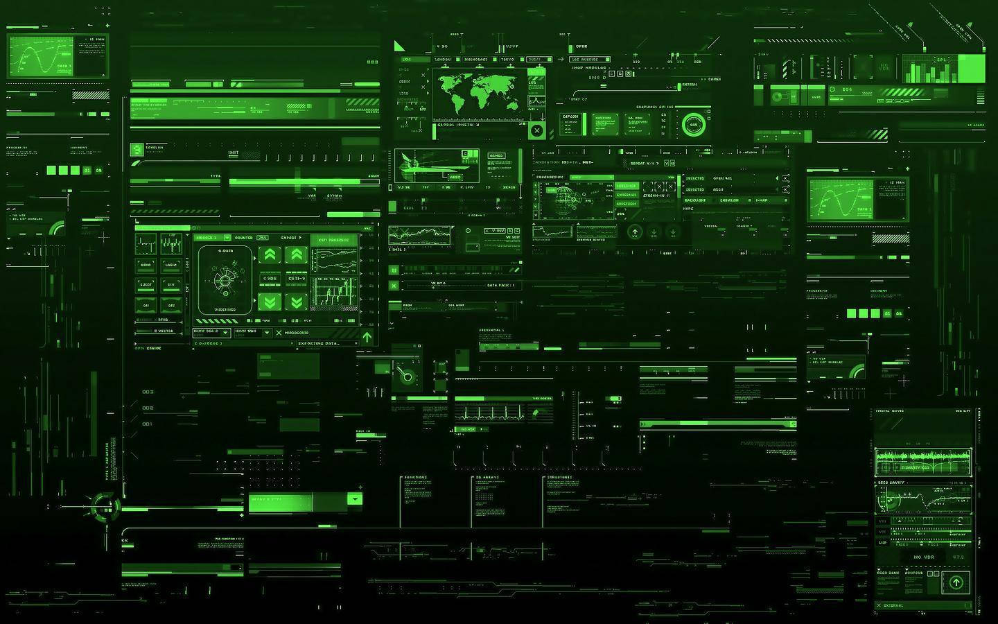 A Computer Screen Displaying Green Data Streams Wallpaper