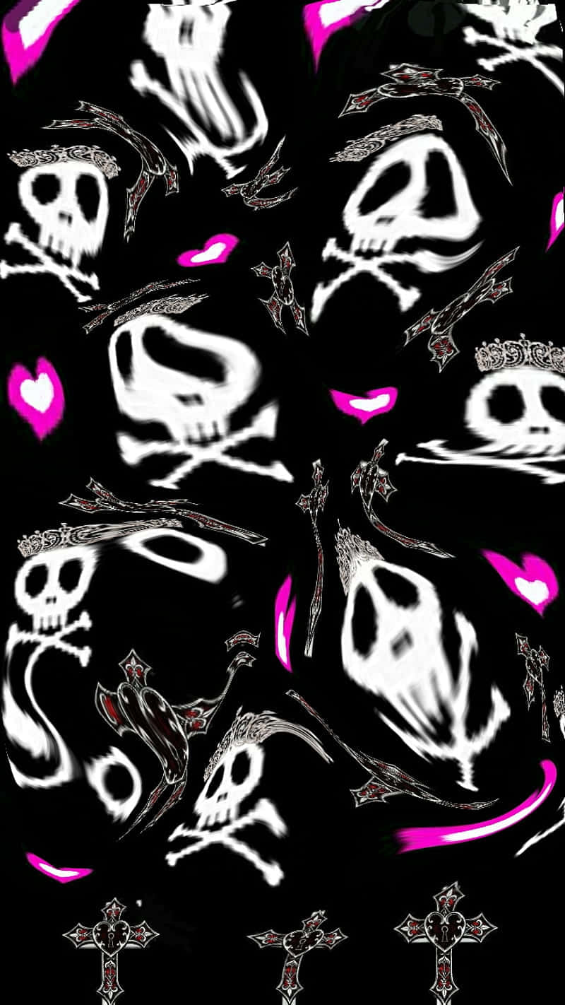 A Contrasting Pink, Black And White Color Palette Creates A Unique Visual Wallpaper