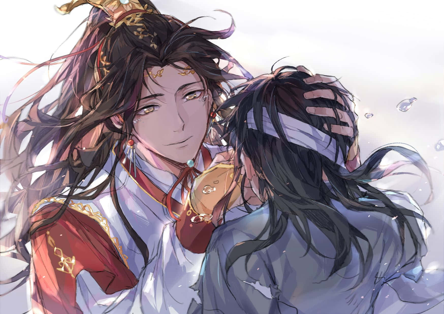 A Couple Of Asian Characters Hugging Each Other Wallpaper