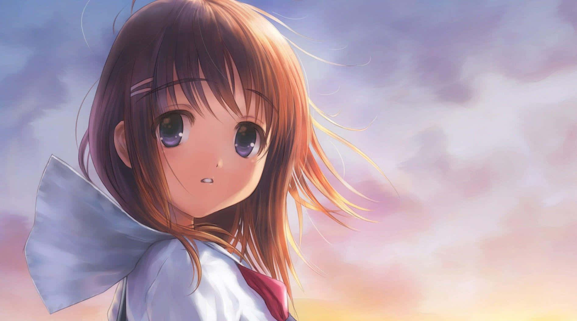 A Cute Kawaii Anime Girl Smiles For The Camera. Wallpaper