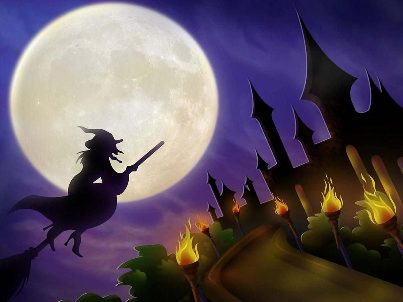 A Dark Aesthetic Witch Ahead Of The Far-from-scary Halloween Wallpaper