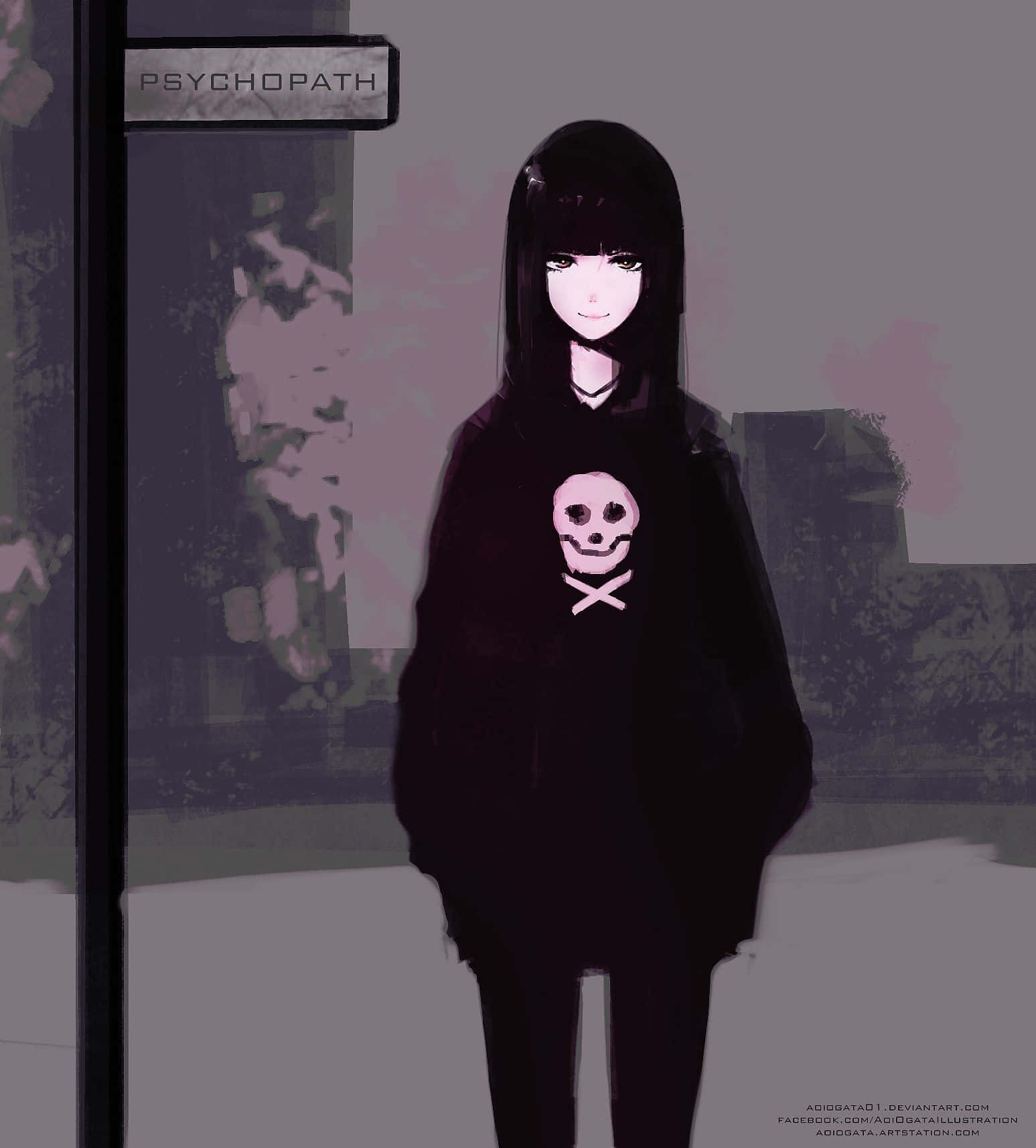 A Dark And Mysterious Psycho Anime Girl Wallpaper