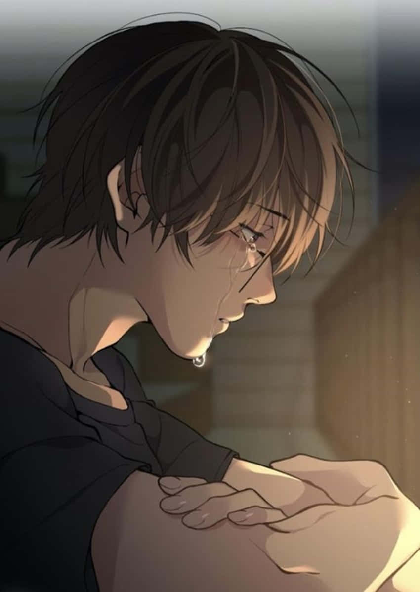 A Depressed Anime Boy Contemplating His Future Wallpaper