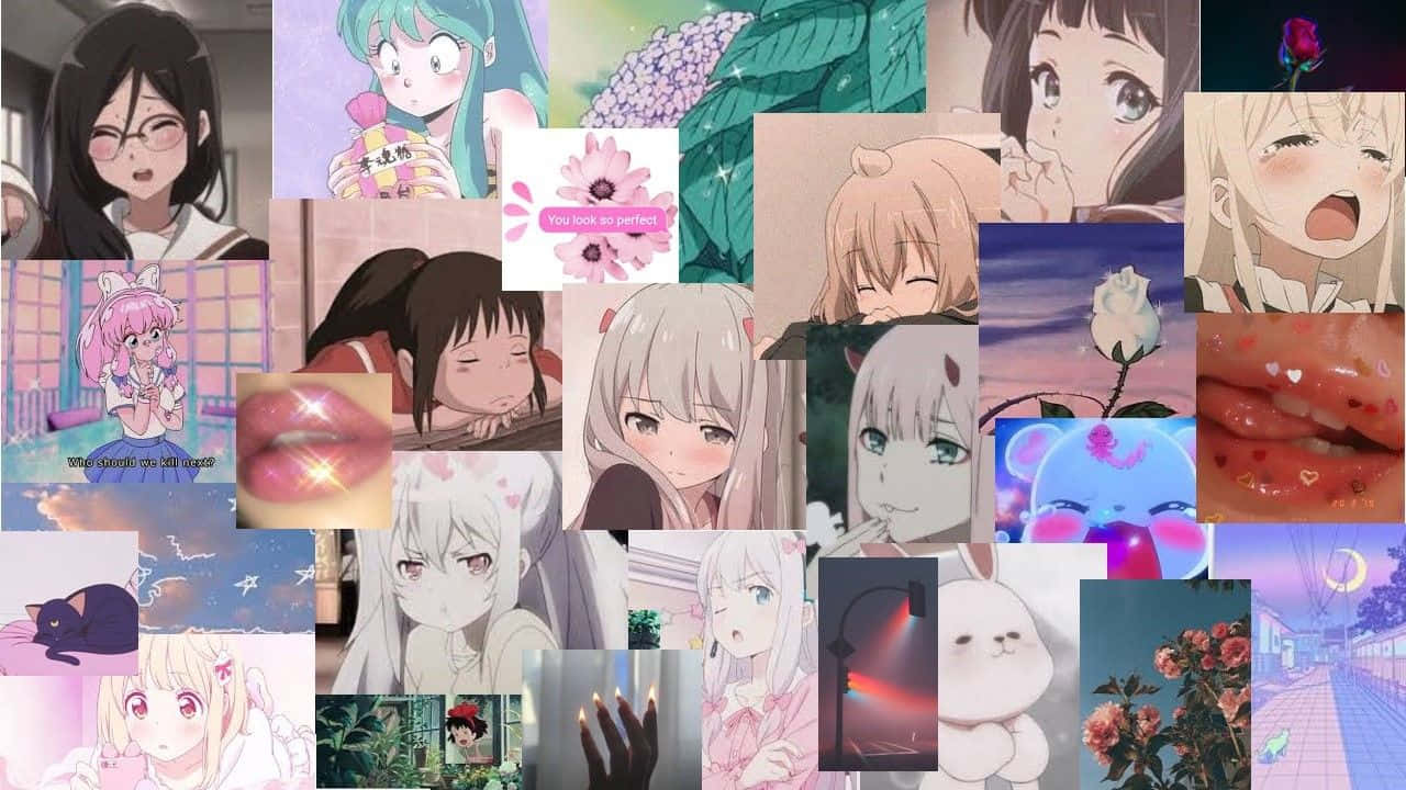 A Desktop Background With An Adorable Anime Illustration Wallpaper