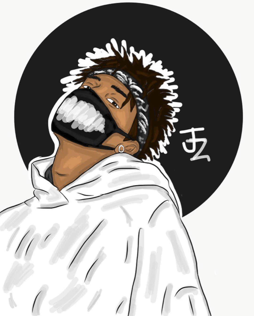 A Drawing Of A Man With A Mask On His Face Wallpaper