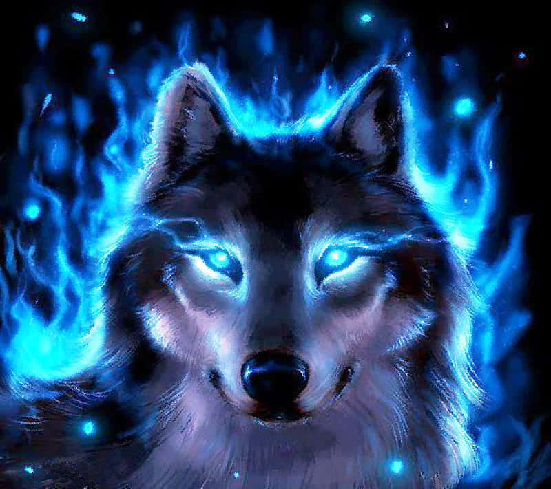 A Fierce Fire And Ice Wolf In A Hazardous Blizzard. Wallpaper