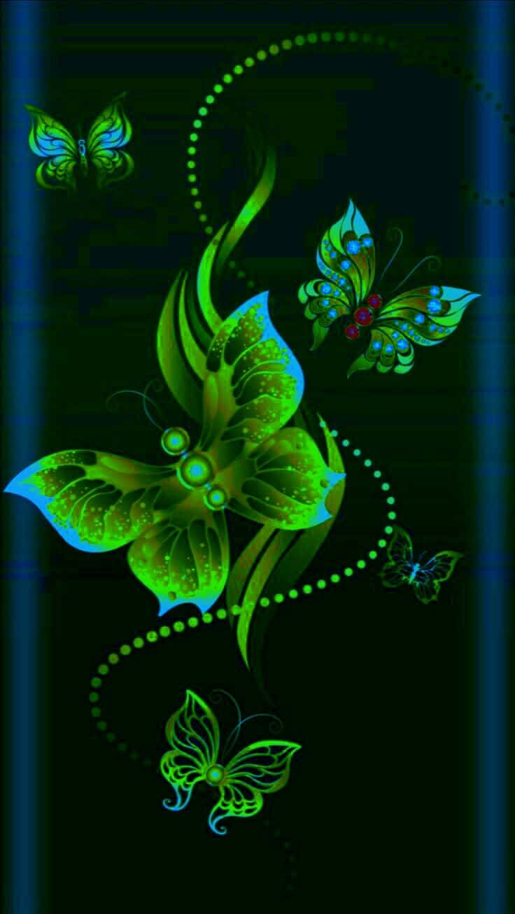 A Green Butterfly Perched On A Flower Petal - A Symbol Of Hope And Regeneration. Wallpaper