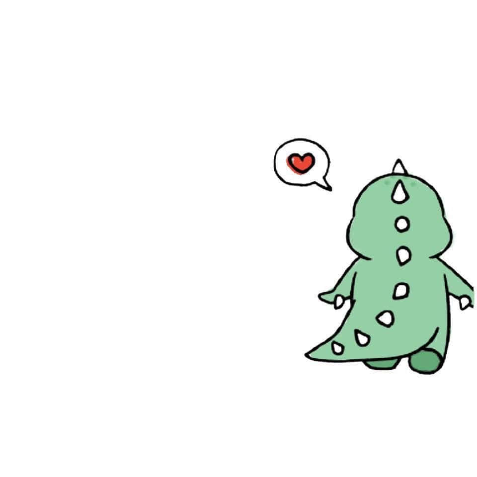 A Green Dinosaur With A Heart Bubble Wallpaper