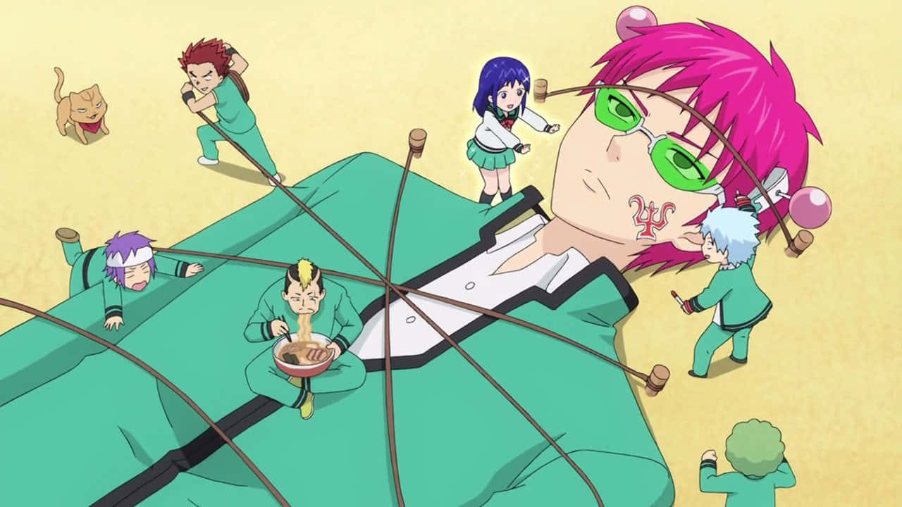 A Group Of People In Green Suits And Pink Hair Wallpaper