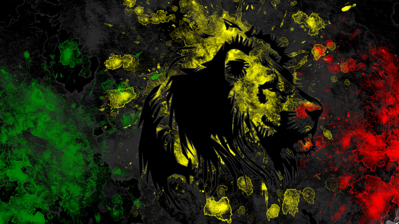 A Lion With Red, Yellow And Green Paint On It Wallpaper