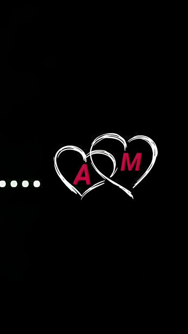 A M Heart Initials Black Background Wallpaper