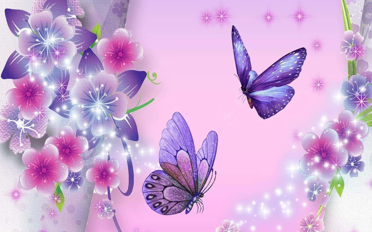 A Magical Pink Glitter Butterfly Wallpaper