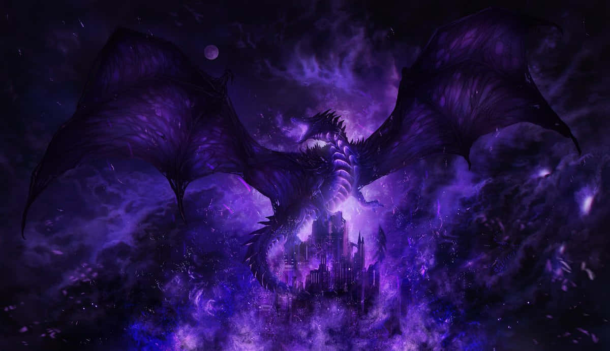 A Majestic Dragon Soars Majestically Over A Lush Forest. Wallpaper