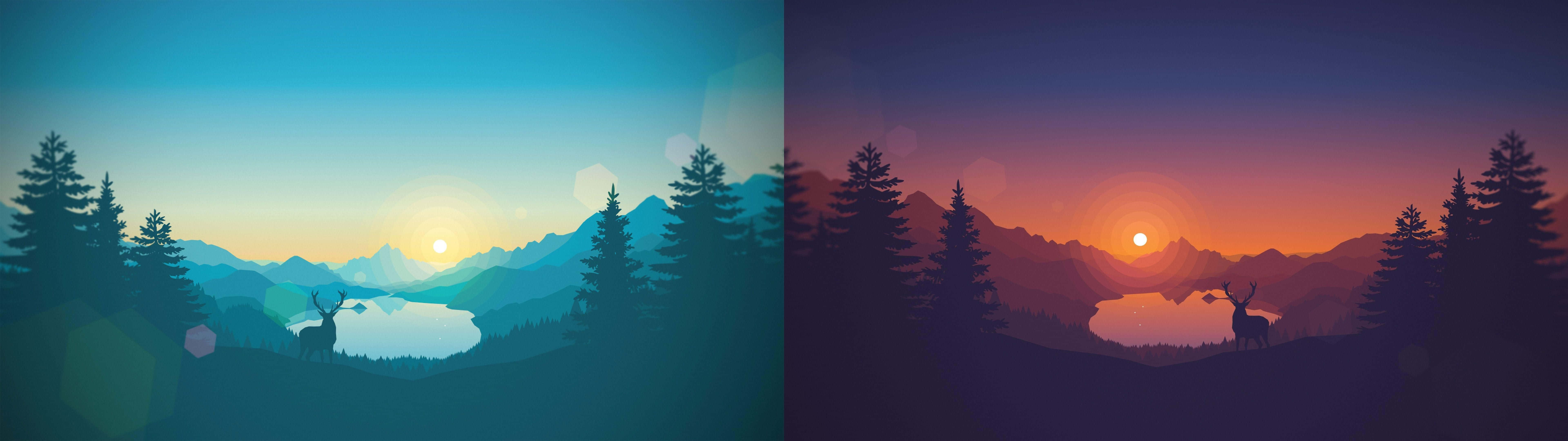 A Minimalist Dual Monitor Setup Wallpaper