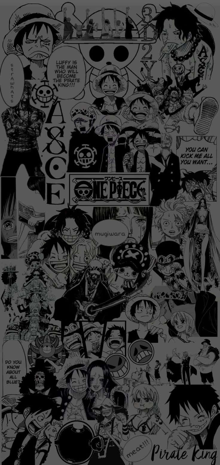 A Mystical Scene Of One Piece In Black And White Wallpaper