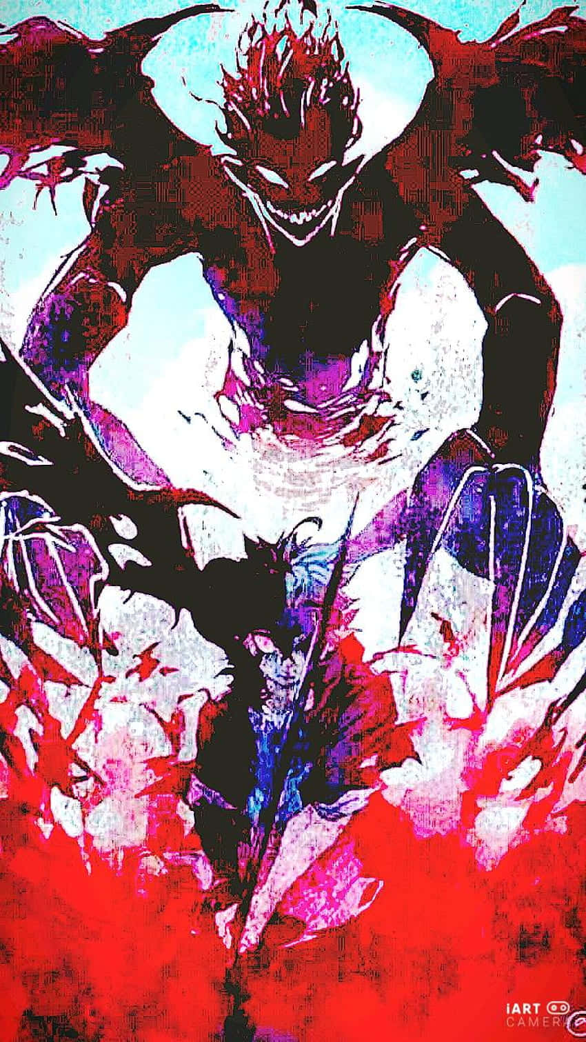 A Painting Of A Demon And A Demon With A Sword Wallpaper