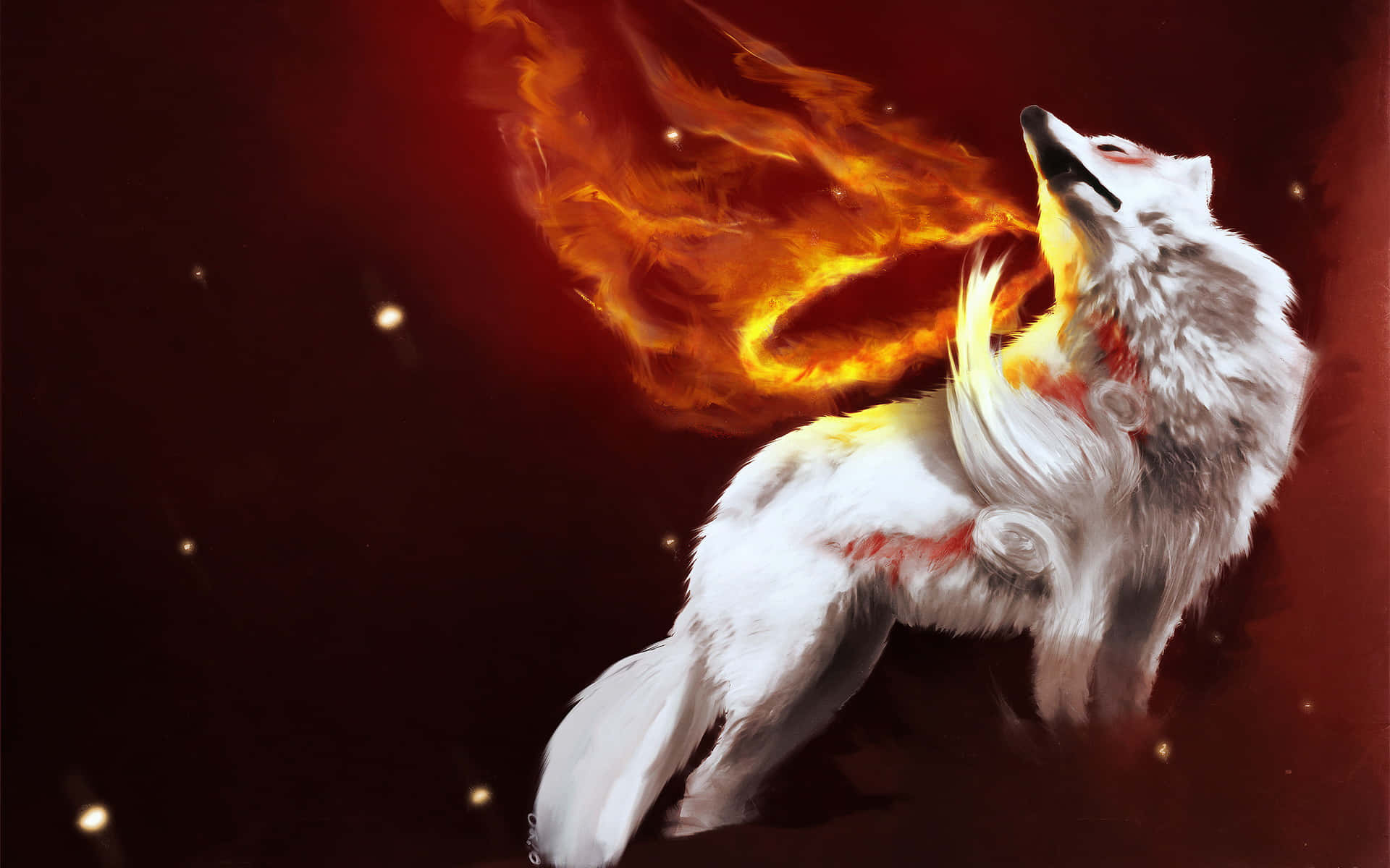 A Photograph Of The Majestic Amaterasu In Okami Hd Wallpaper