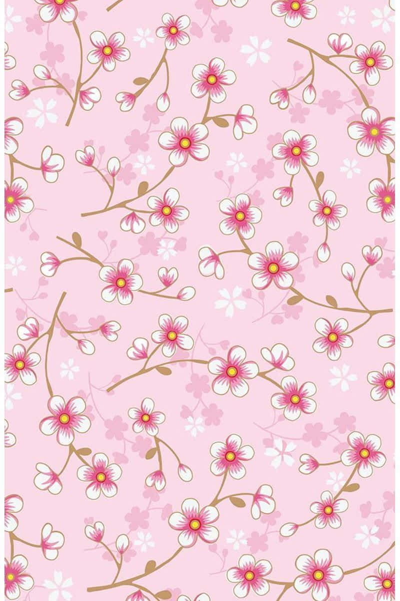 A Picture Of A Floating Pink Cherry Blossom On A Backdrop Of A Blue Sky Wallpaper