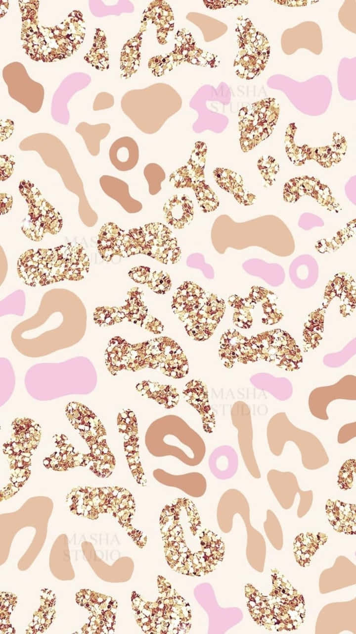 A Pink And Gold Leopard Print Pattern Wallpaper