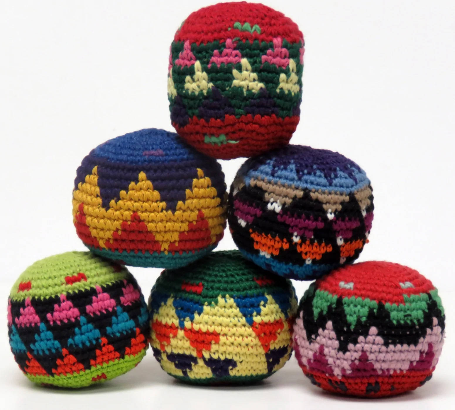 A Rainbow-themed Crocheted Hacky Sack Wallpaper