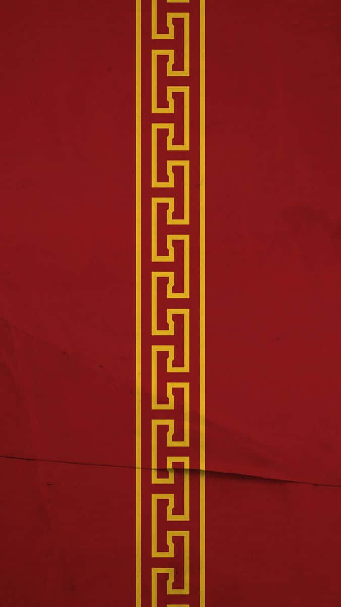 A Red And Yellow Pattern On A Red Background Wallpaper