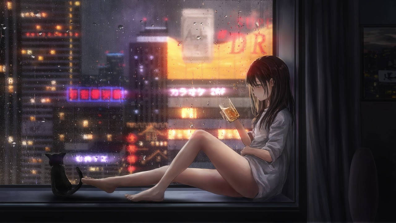 A Relaxing Anime Night Wallpaper