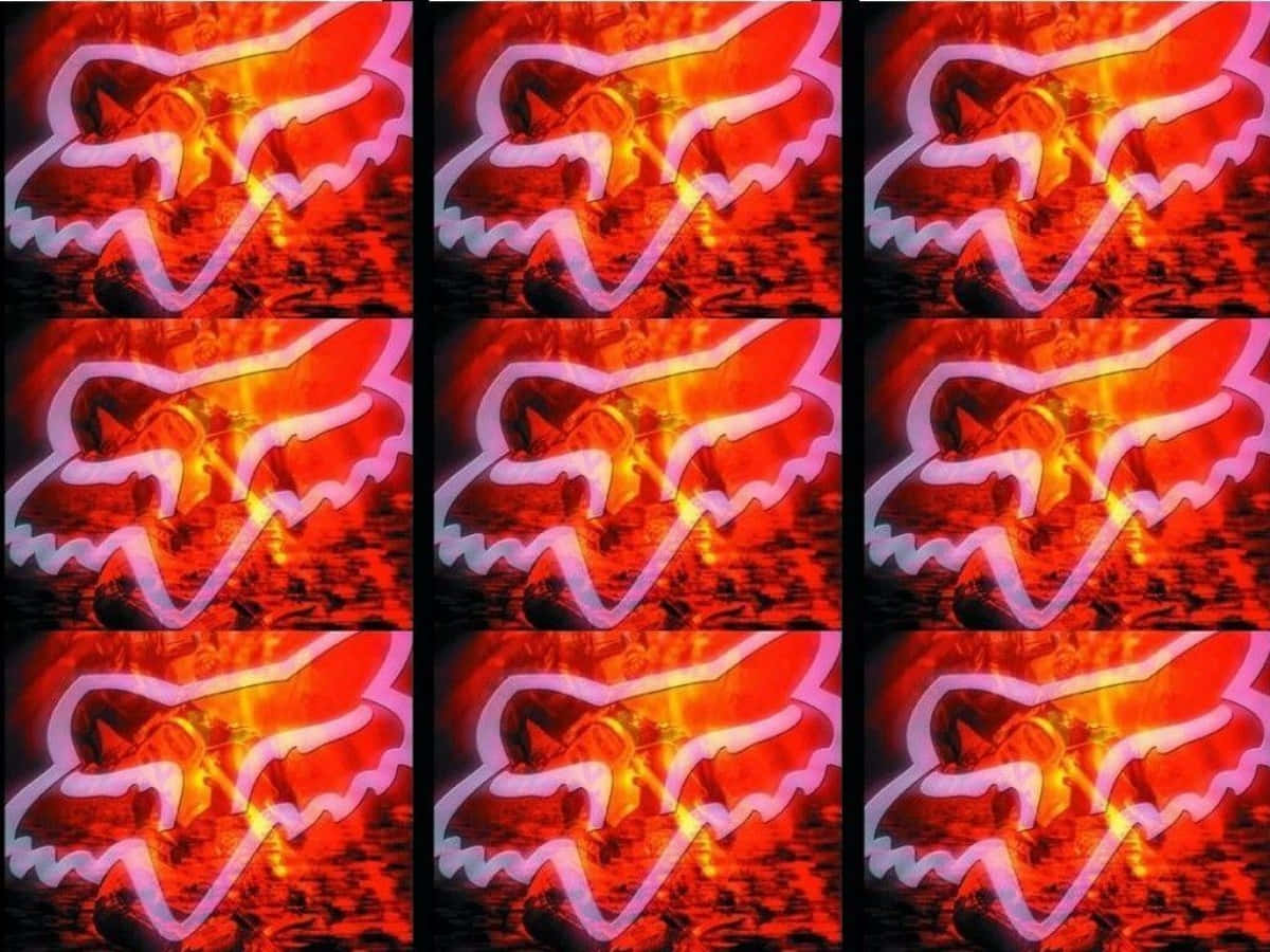 A Series Of Images Of Foxes In Red And Orange Wallpaper