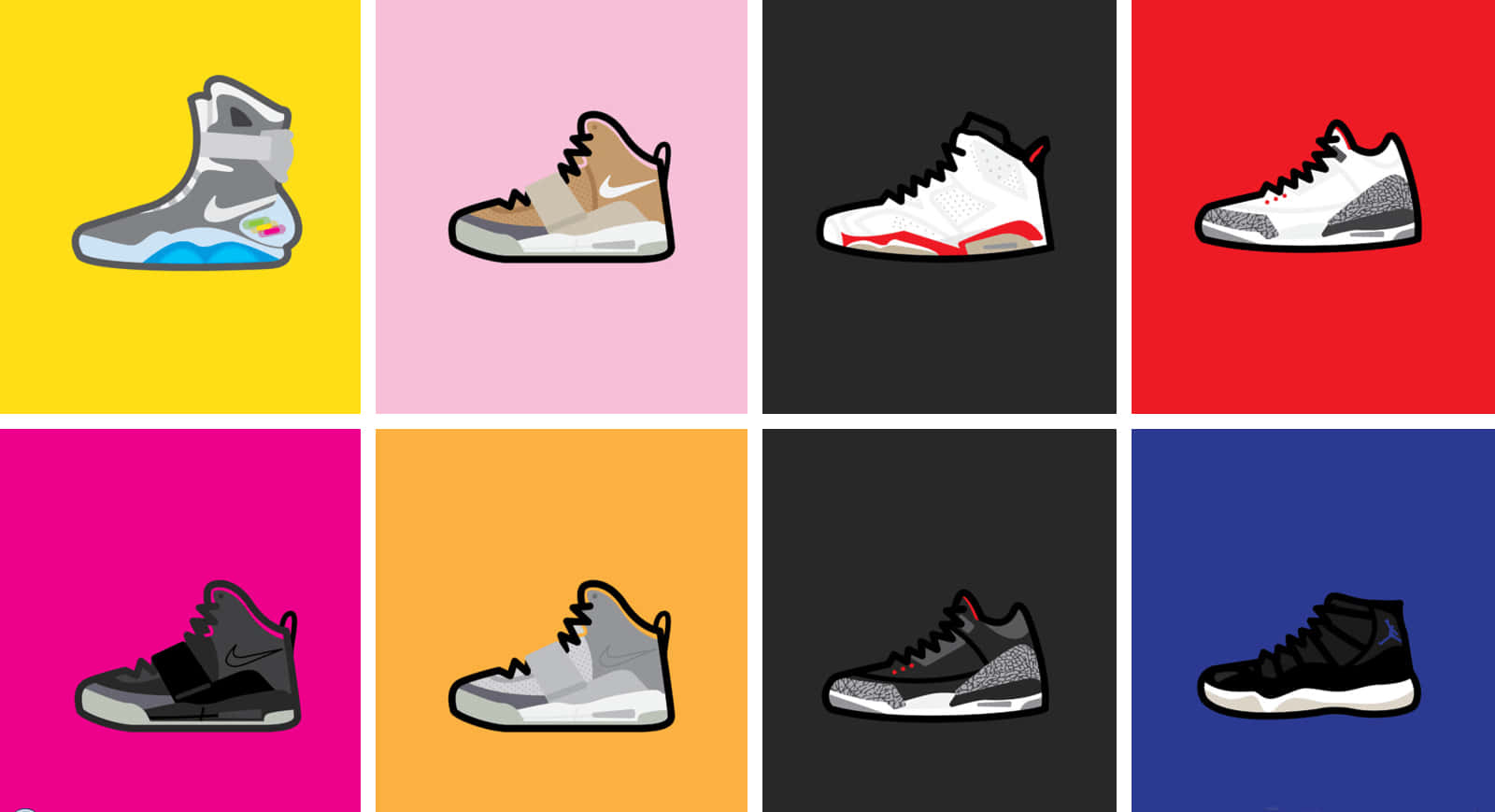 A Set Of Different Colored Sneakers On A Background Wallpaper